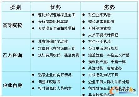 信息化規(guī)劃方的優(yōu)劣勢分析