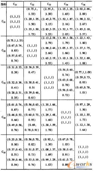 “系統(tǒng)功能指標(biāo)”三級指標(biāo)三角模糊評分矩陣