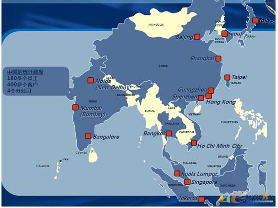 圖1 Tectura公司在亞洲的分布 圖1 Tectura公司在亞洲的分布