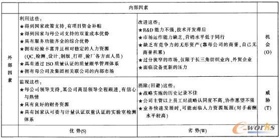 表2 某公司SWOT分析方陣表
