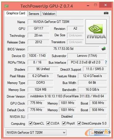 �D8 NVIDIA GeForce GT 720M�@���yԇ��Ϣ