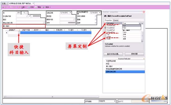圖2 財務業(yè)務的輸入界面定制和校驗的功能