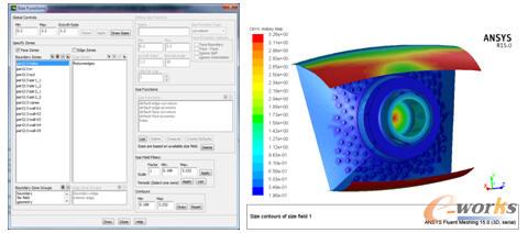 尺寸函數(shù)設(shè)定面板及以云圖方式顯示尺寸函數(shù)