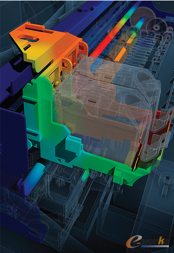 圖5 臺式打印機內(nèi)部機械應(yīng)力仿真—歐特克仿真Mechanical