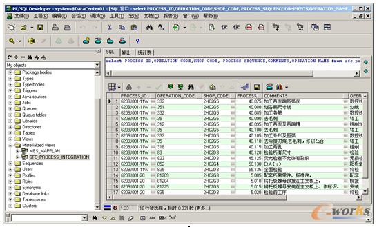圖5 查詢物化視圖“SFC_PROCESS_INTEGRATION”中的數(shù)據(jù)