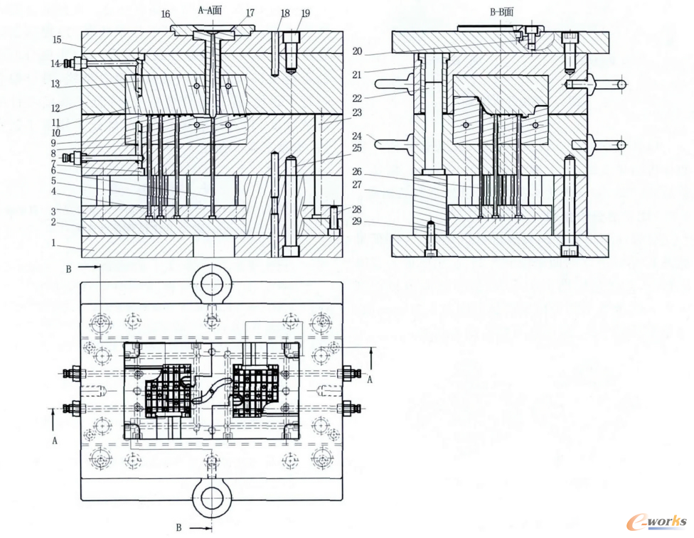 圖6 面殼注塑模具結(jié)構(gòu)